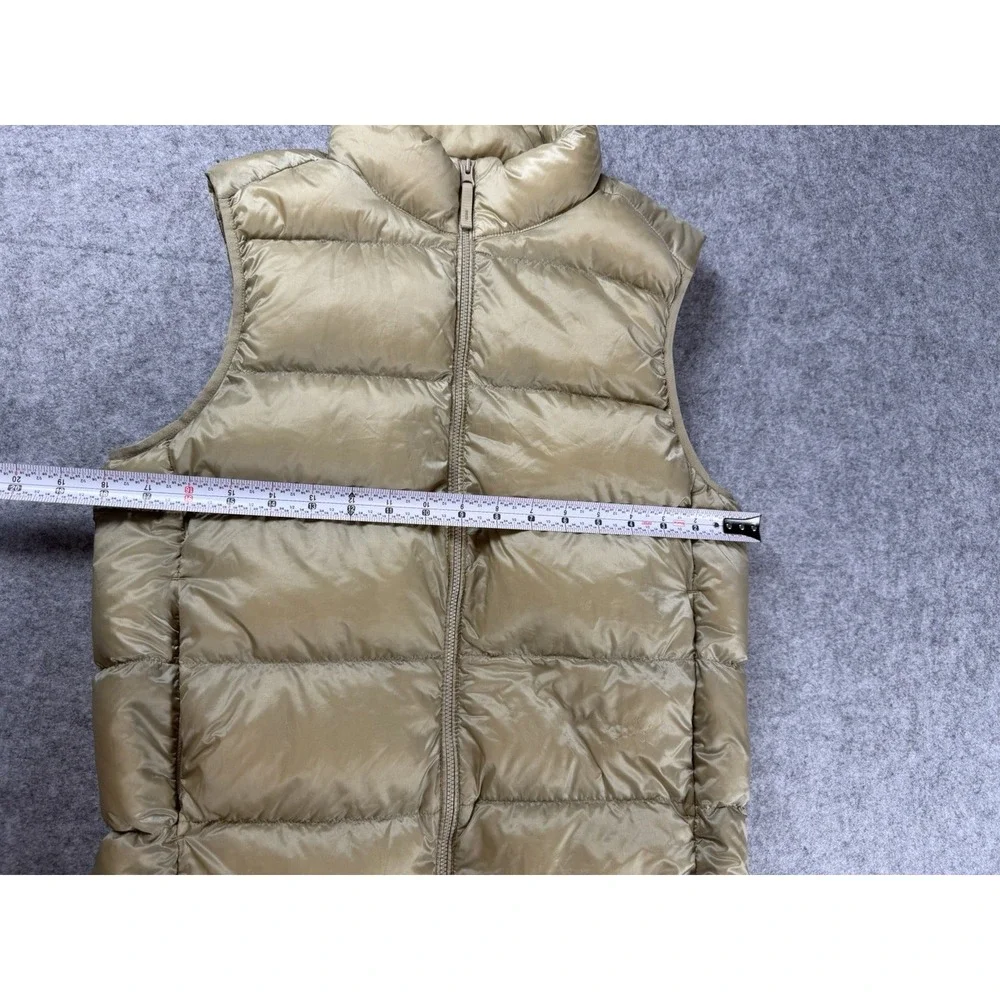 Uniqlo Ultra Light Down Vest Womens S Shiny Beige Gold Puffer Full Zip Pockets
